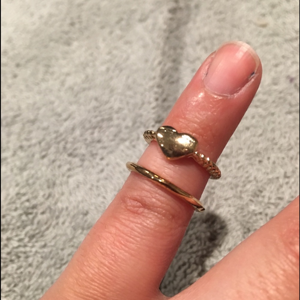 NWOT heart two gold adjustable midi rings